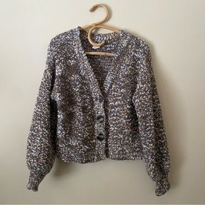 Adyson Parker Brown Cream Knit Button Up Cardigan